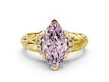 Yellow gold Fancy Pink Marquise  Solitaire Filigree Engagement Ring with Halo and Prong Setting_68