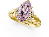 Yellow gold Fancy Pink Marquise  Solitaire Filigree Engagement Ring with Halo and Prong Setting_69