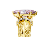 Yellow gold Fancy Pink Marquise  Solitaire Filigree Engagement Ring with Halo and Prong Setting_73