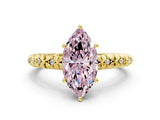 Yellow gold Fancy Pink Marquise  Solitaire Floral Milgrain Engagement Ring_31