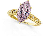 Yellow gold Fancy Pink Marquise  Solitaire Floral Milgrain Engagement Ring_32