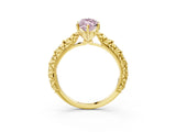 Yellow gold Fancy Pink Marquise  Solitaire Floral Milgrain Engagement Ring_34