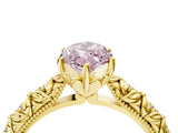 Yellow gold Fancy Pink Marquise  Solitaire Floral Milgrain Engagement Ring_35