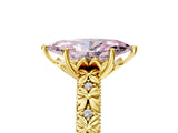 Yellow gold Fancy Pink Marquise  Solitaire Floral Milgrain Engagement Ring_36