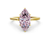 Yellow gold Fancy Pink Marquise  Solitaire Heart Prong Engagement Ring with Tapered Band_57