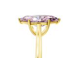 Yellow gold Fancy Pink Marquise  Solitaire Heart Prong Engagement Ring with Tapered Band_62