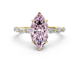 Yellow gold Fancy Pink Marquise  Solitaire Marquise Side Stone Prong Setting Ring_43