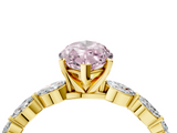 Yellow gold Fancy Pink Marquise  Solitaire Marquise Side Stone Prong Setting Ring_47
