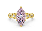 Yellow gold Fancy Pink Marquise  Solitaire Milgrain Diamond Engagement Ring with Bezel and Marquise Band_131