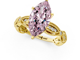 Yellow gold Fancy Pink Marquise  Solitaire Milgrain Diamond Engagement Ring with Bezel and Marquise Band_132