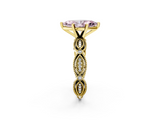 Yellow gold Fancy Pink Marquise  Solitaire Milgrain Diamond Engagement Ring with Bezel and Marquise Band_133