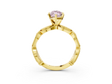 Yellow gold Fancy Pink Marquise  Solitaire Milgrain Diamond Engagement Ring with Bezel and Marquise Band_134