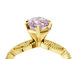 Yellow gold Fancy Pink Marquise  Solitaire Milgrain Diamond Engagement Ring with Bezel and Marquise Band_135