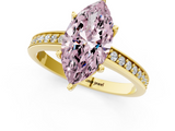 Yellow gold Fancy Pink Marquise  Solitaire Pavé Band Prong Setting Ring_21
