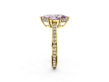 Yellow gold Fancy Pink Marquise  Solitaire Pavé Band Prong Setting Ring_22