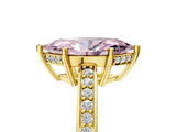 Yellow gold Fancy Pink Marquise  Solitaire Pavé Band Prong Setting Ring_25
