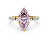 Yellow gold Fancy Pink Marquise  Solitaire Pavé Band with Four-Prong Setting_140