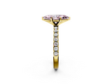 Yellow gold Fancy Pink Marquise  Solitaire Pavé Band with Four-Prong Setting_142