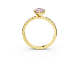 Yellow gold Fancy Pink Marquise  Solitaire Pavé Band with Four-Prong Setting_143