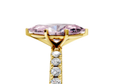 Yellow gold Fancy Pink Marquise  Solitaire Pavé Band with Four-Prong Setting_145