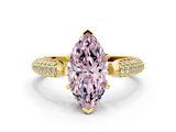 Yellow gold Fancy Pink Marquise  Solitaire Pavé Diamond Engagement Ring with Four-Prong Setting_151