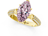 Yellow gold Fancy Pink Marquise  Solitaire Pavé Diamond Engagement Ring with Four-Prong Setting_152