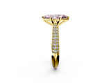 Yellow gold Fancy Pink Marquise  Solitaire Pavé Diamond Engagement Ring with Four-Prong Setting_153