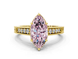 Yellow gold Fancy Pink Marquise  Solitaire Pavé Diamond Milgrain Engagement Ring with Four-Prong Setting_3