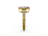Yellow gold Fancy Pink Marquise  Solitaire Pavé Diamond Milgrain Engagement Ring with Four-Prong Setting_5