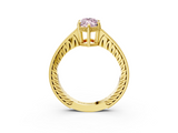 Yellow gold Fancy Pink Marquise  Solitaire Pavé Diamond Milgrain Engagement Ring with Four-Prong Setting_6