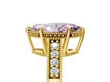 Yellow gold Fancy Pink Marquise  Solitaire Pavé Diamond Milgrain Engagement Ring with Four-Prong Setting_8
