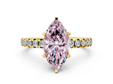 Yellow gold Fancy Pink Marquise  Solitaire Pave Diamond Engagement Ring with Four-Prong Setting_335