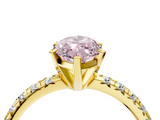 Yellow gold Fancy Pink Marquise  Solitaire Pave Diamond Engagement Ring with Four-Prong Setting_339