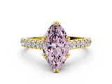 Yellow gold Fancy Pink Marquise  Solitaire Pave Diamond Engagement Ring with Prong Setting_17