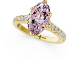Yellow gold Fancy Pink Marquise  Solitaire Pave Diamond Engagement Ring with Prong Setting_18