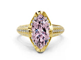Yellow gold Fancy Pink Marquise  Solitaire Pave Split Shank Ring with Four-Prong Setting_81