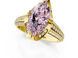 Yellow gold Fancy Pink Marquise  Solitaire Pave Split Shank Ring with Four-Prong Setting_82