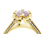 Yellow gold Fancy Pink Marquise  Solitaire Pave Split Shank Ring with Four-Prong Setting_85