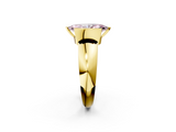 Yellow gold Fancy Pink Marquise  Solitaire Tension Set Diamond Ring with Wide Band_22