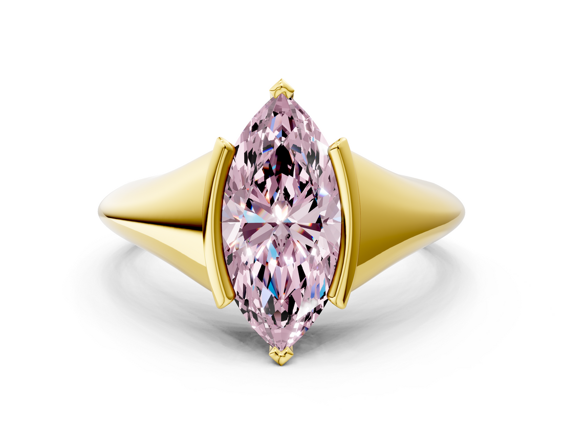 Yellow gold Fancy Pink Marquise  Solitaire Tension Set Diamond Ring_20