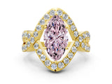 Yellow gold Fancy Pink Marquise  Solitaire Twist Band Pavé Diamond Engagement Ring_69