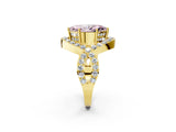 Yellow gold Fancy Pink Marquise  Solitaire Twist Band Pavé Diamond Engagement Ring_71