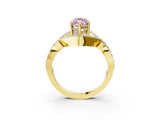 Yellow gold Fancy Pink Marquise  Solitaire Twist Band Pavé Diamond Engagement Ring_72