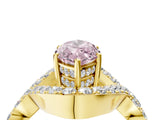 Yellow gold Fancy Pink Marquise  Solitaire Twist Band Pavé Diamond Engagement Ring_73