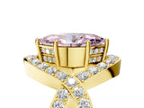 Yellow gold Fancy Pink Marquise  Solitaire Twist Band Pavé Diamond Engagement Ring_74