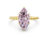 Yellow gold Fancy Pink Marquise  Solitaire Twist Band Ring with Four-Prong Setting_67