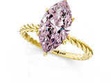Yellow gold Fancy Pink Marquise  Solitaire Twist Band Ring with Four-Prong Setting_68
