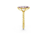 Yellow gold Fancy Pink Marquise  Solitaire Twist Band Ring with Four-Prong Setting_69