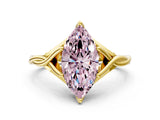 Yellow gold Fancy Pink Marquise  Solitaire Twist Band Six-Prong Setting 1