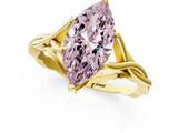 Yellow gold Fancy Pink Marquise  Solitaire Twist Band Six-Prong Setting 2